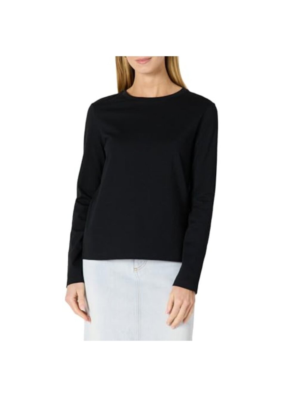 Women's 100% Cotton Regular-Fit Long-Sleeve Crewneck T-Shirt